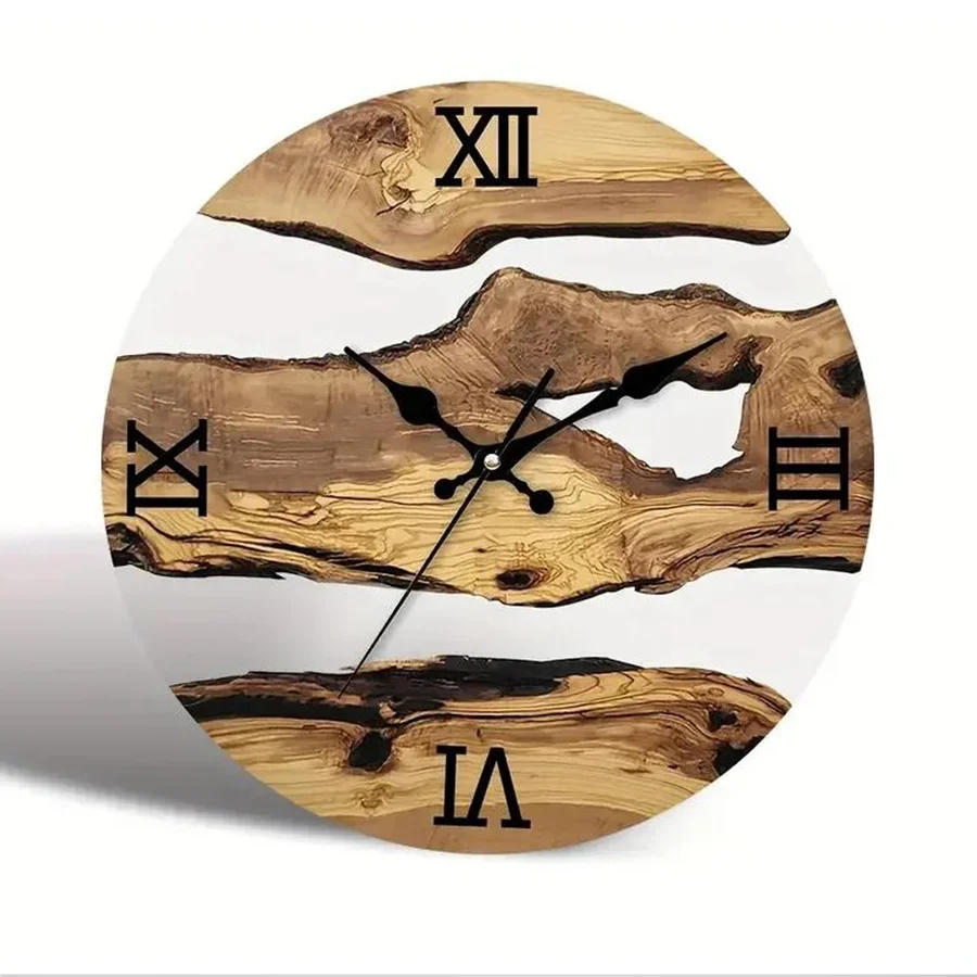 Acrylic Wood Grain Wall Clocks Brief Home Hanging Clock Minimalist Design Living Room Art Wall Watch Home Decoration