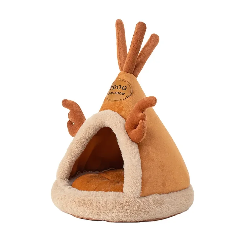 Dog Kennel Warm Winter Dog House Mat Detachable Washable Dogs Bed Nest Deep Sleep Tent for Medium Large Dogs House Supplies - view 6