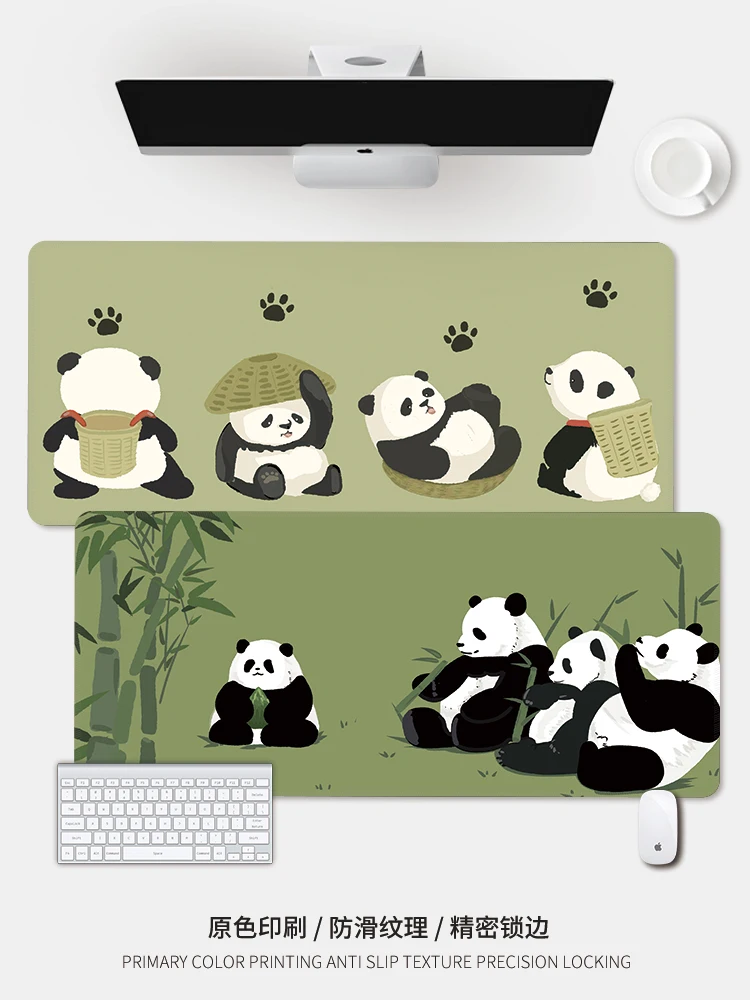 100x50cm Oversized Mousepad Cute Huahua Panda Custom Mousepad Anti Slip Table Mat Office Study Room Larger Computer Keyboard Pad