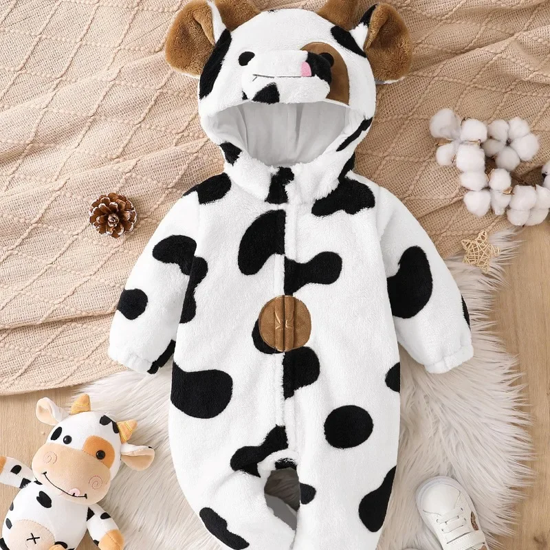 Newborn Baby Cow Romper Hooded Bodysuit Animal Costume Jumpsuit Onesie New Born Baby Items Newborn Boy Clothes