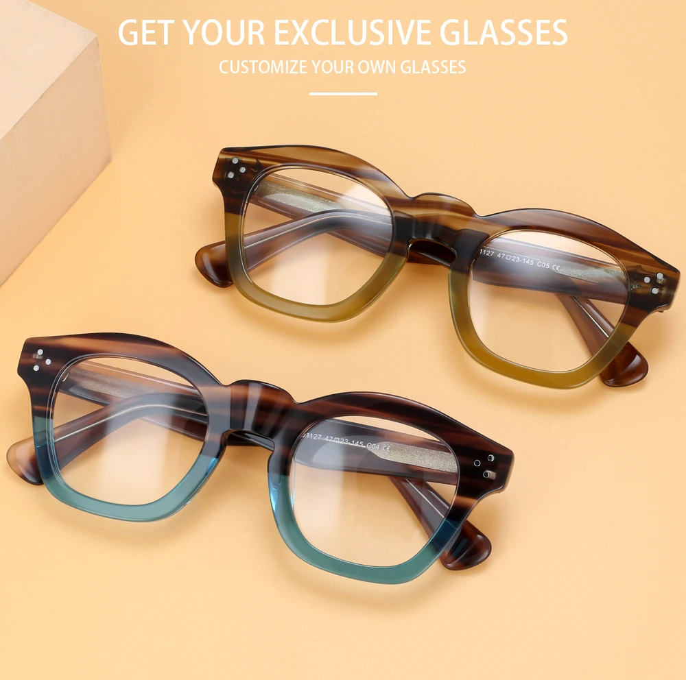 55352 Optische Brillengestelle für Herren und Damen, Vintage-Brille, Computer-Acetat-Brillengestell für Herren, klare Linse – Detail 5
