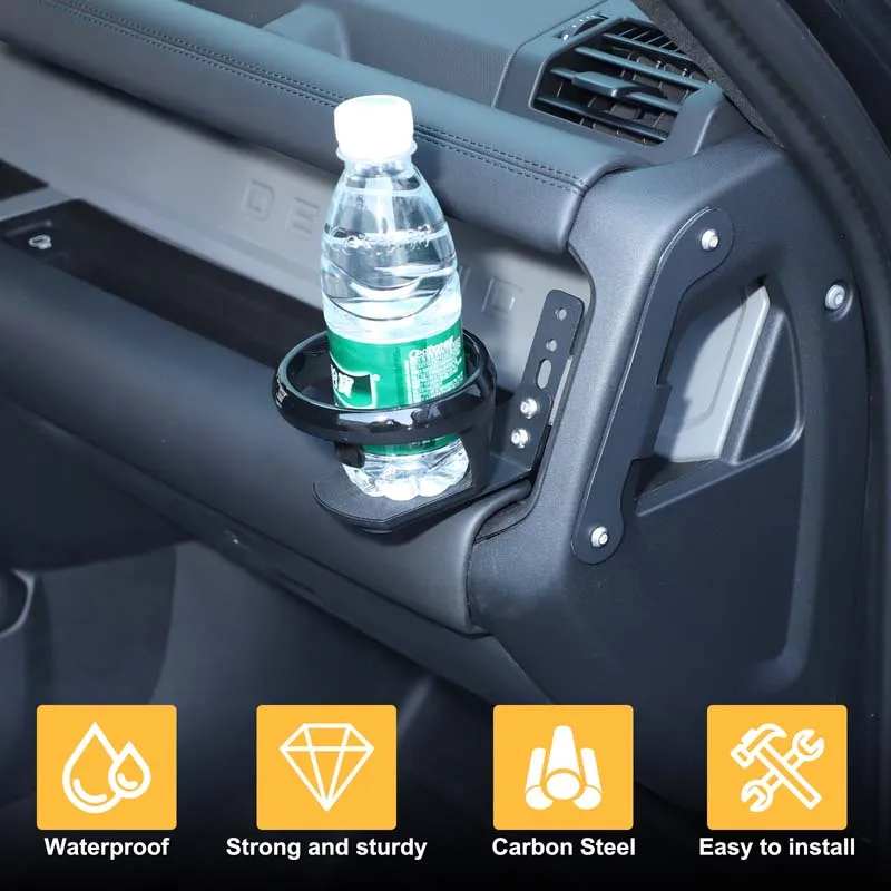 

Carbon Steel Black For 2020-2026 Land Rover Defender 110 130 Car Passenger Dashboard Side Cup Holder Interior Car Accessories