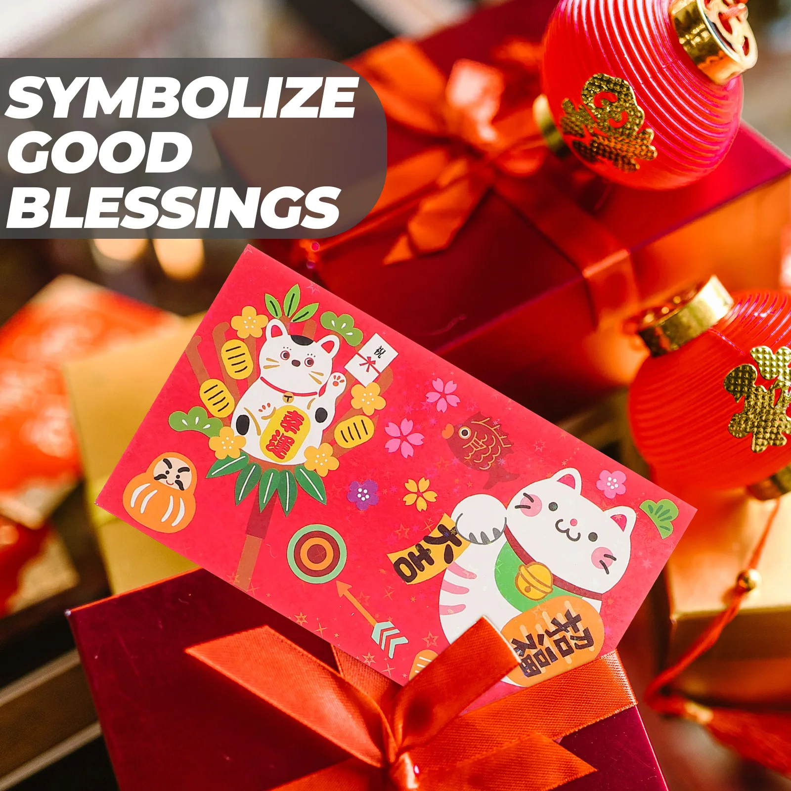 

12 Pcs Gift Horizontal Red Envelope Bag Chinese New Year Packet Hong Bao Lucky Money Envelopes China's Traditional