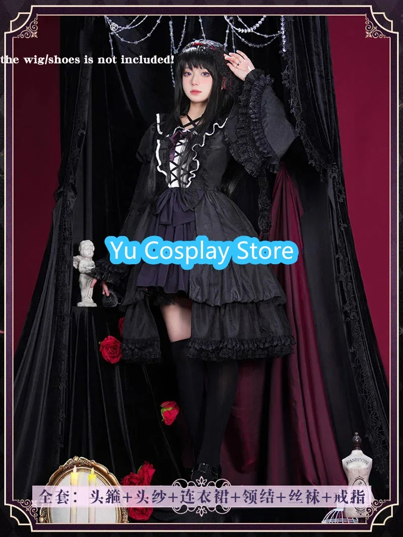 Akemi Homura Black Dress Anime Puella Magi Madoka Magica Cosplay Costume Lolita Dress Party Suit Halloween Uniforms Custom Made