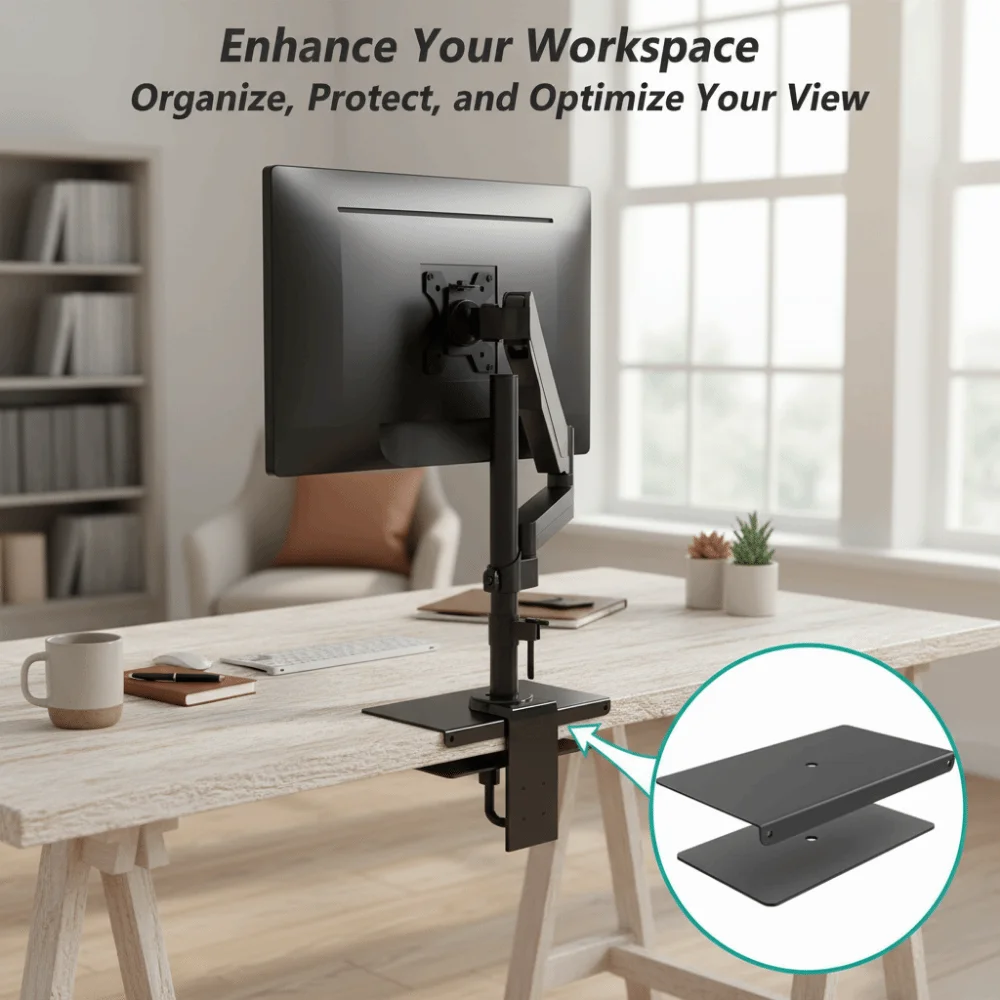 Thin Table Top Monitor Mount Reinforcement Plate Table Protective Punch-Free Reinforcement Bracket Plate Expandable