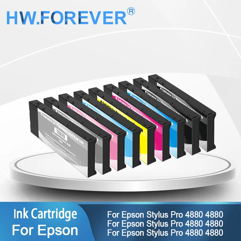 T6071-T6079 Compatible Ink Cartridge With Chip Dye Pigment Ink For Epson Stylus Pro 4880 Printers Plug And Play Ink Cartridge