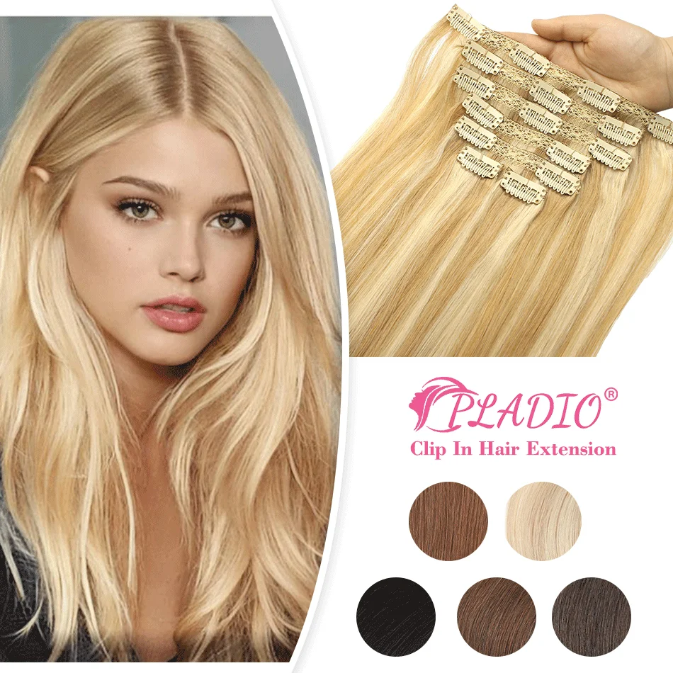 P18-60 Clip In Hair Extensions 100% Real Natural Remy Hair Extension 18"-24" Clip In HairPiece Full Head Clips On 100G