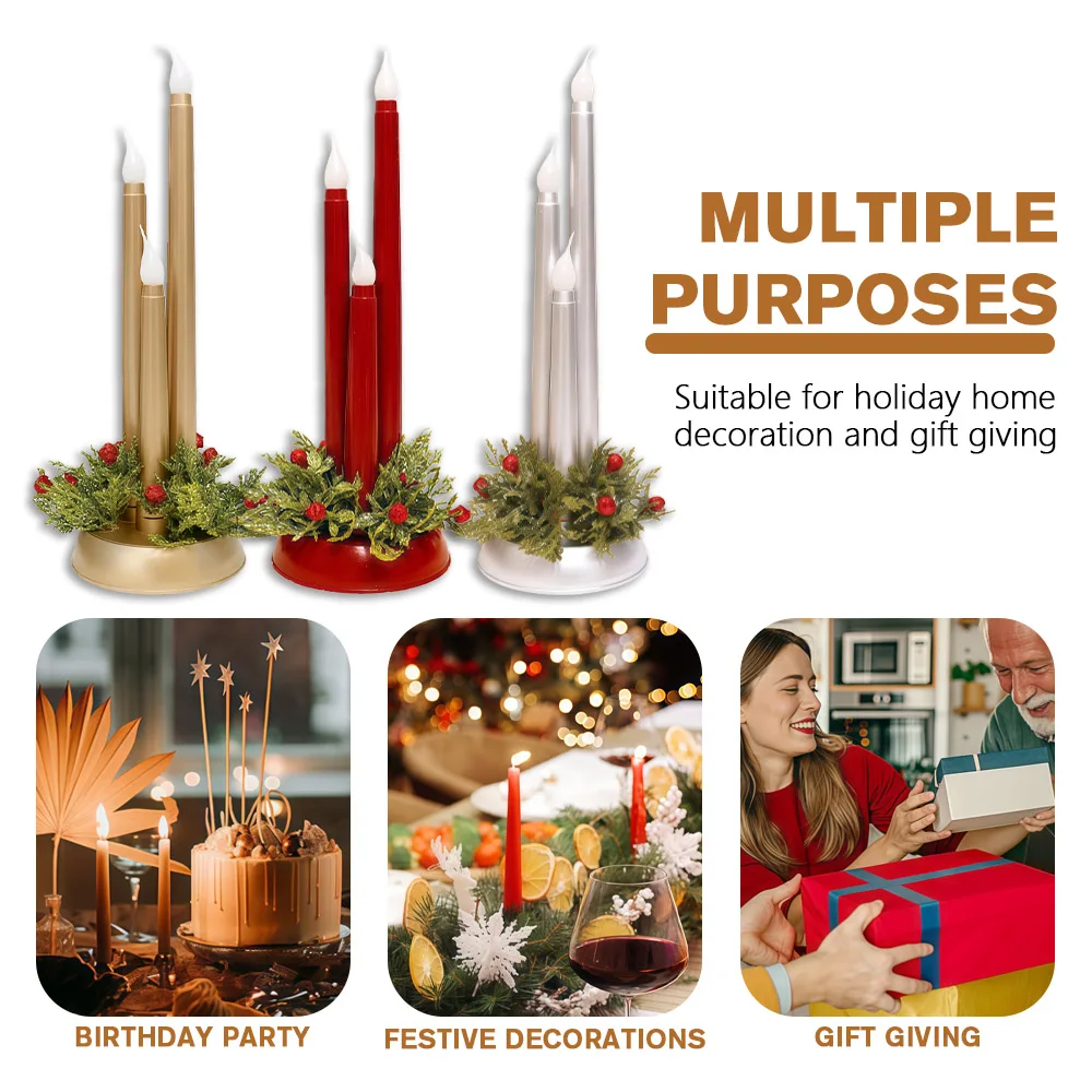 حوامل شموع عيد الميلاد، حامل شمع على الطاولة، حامل شموع LED لتزيين المزرعة، قطعة مركزية لإكليل المنزل لديكور الحفلات #4