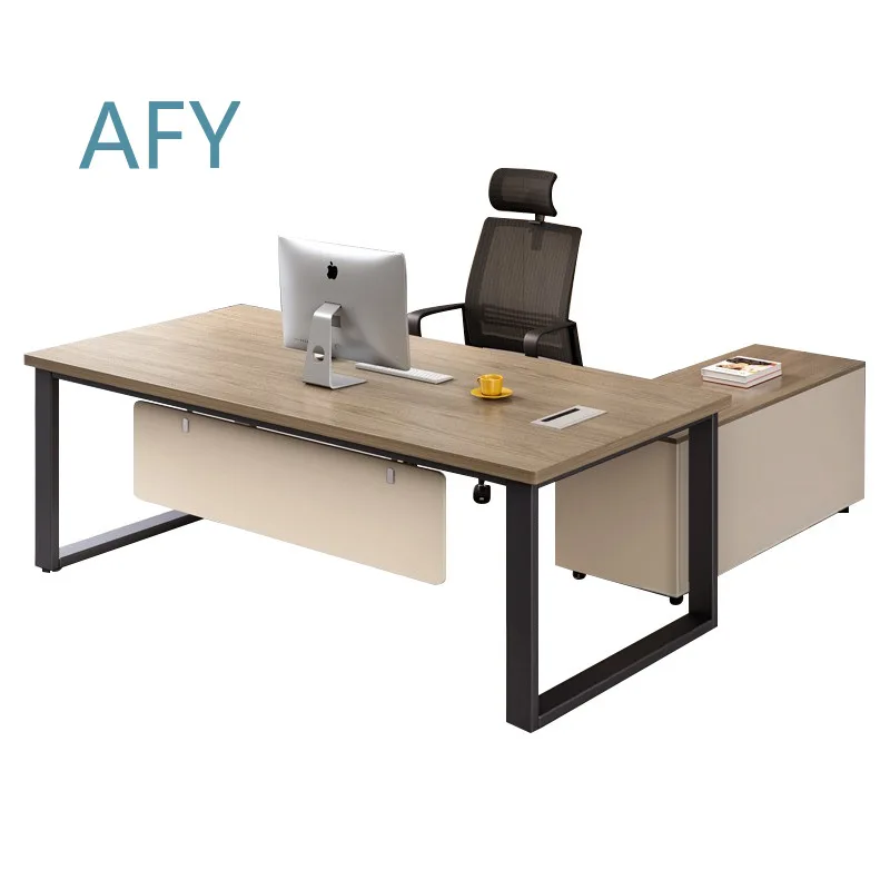 Executive Desk Set for Office Workstation with Ergonomic Chair Modern L-Shaped Desk Setup Home Office Furniture Combo