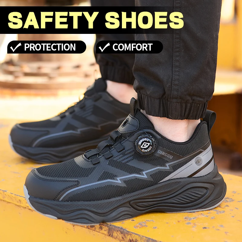 Men's Steel Toe Anti-Puncture Breathable Lightweight Indestructible Safety Shoes Work Shoes  Lightweight Fly Woven Safety Shoes