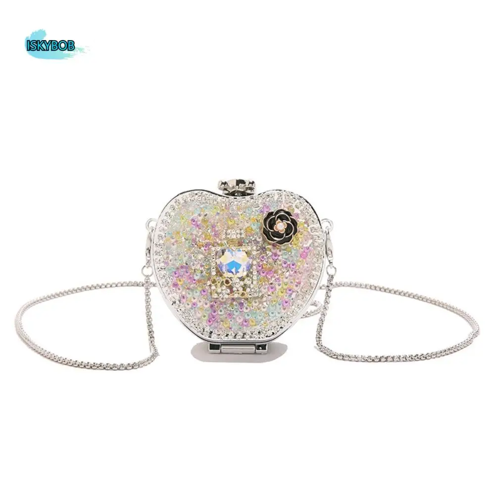 

Vintage Gold/Silver Rhinestone Evening Bag Elegant Luxury Banquet Chain Bag Irregular Shape Shinny Mini Lipstick Bag Women