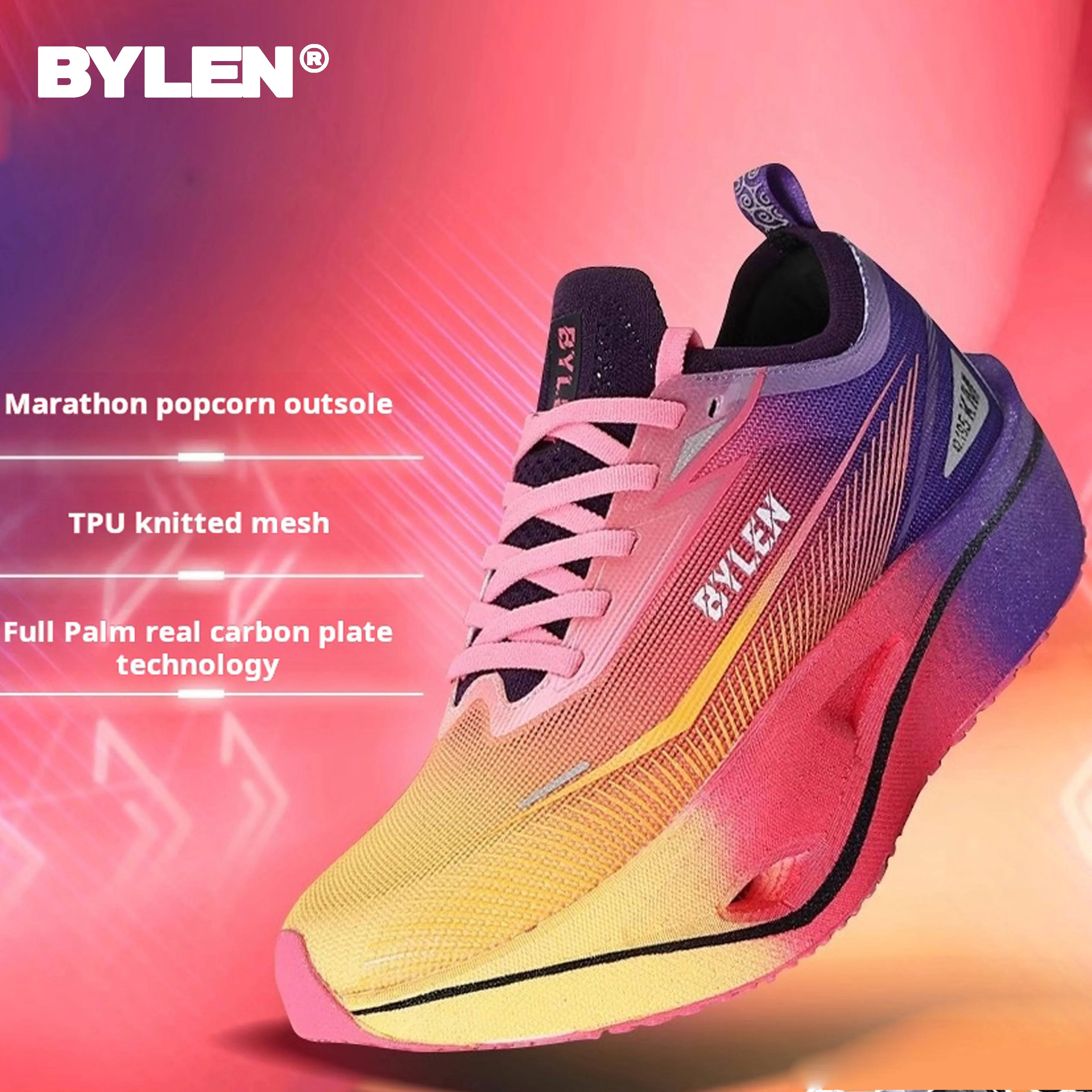 

BYLEN 2025 Professional Marathon Running Shoes for Men Anti-slip Ultra-light Rebound Athletic Carbon Plate Sport Shoes Sneakers