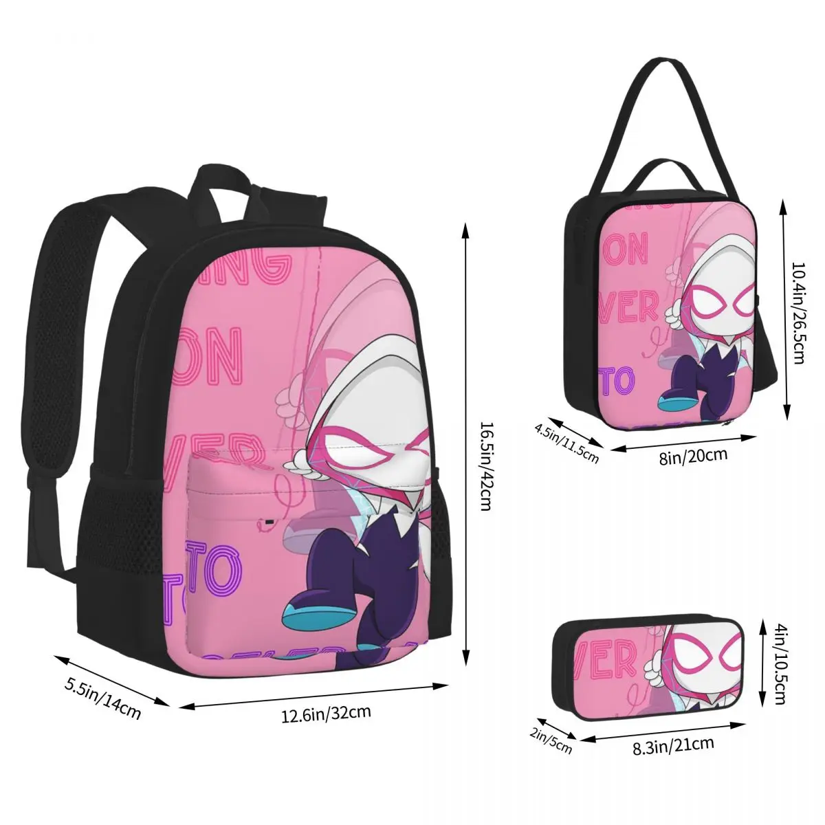 Ghost Spider Backpacks Boys Girls Bookbag Children School Bags Cartoon Kids Rucksack Lunch Bag Pen Bag Three-Piece Set