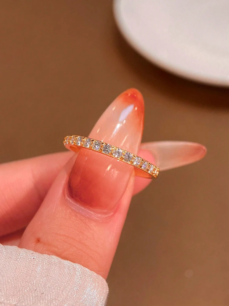 KNB 1.9 مللي متر خاتم مويسانيتي حقيقي مطابقة الزفاف الماس الفرقة للنساء 925 فضة أنثى تاج خاتم ذيل واحد مجوهرات #2