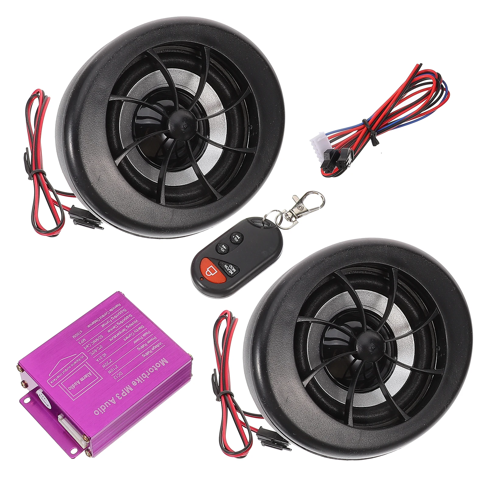 

Wireless Motorcycle Stereo Car Audio System 35mm PP Shell Black Speakers Excellent Sound Quality Easy Install Multi