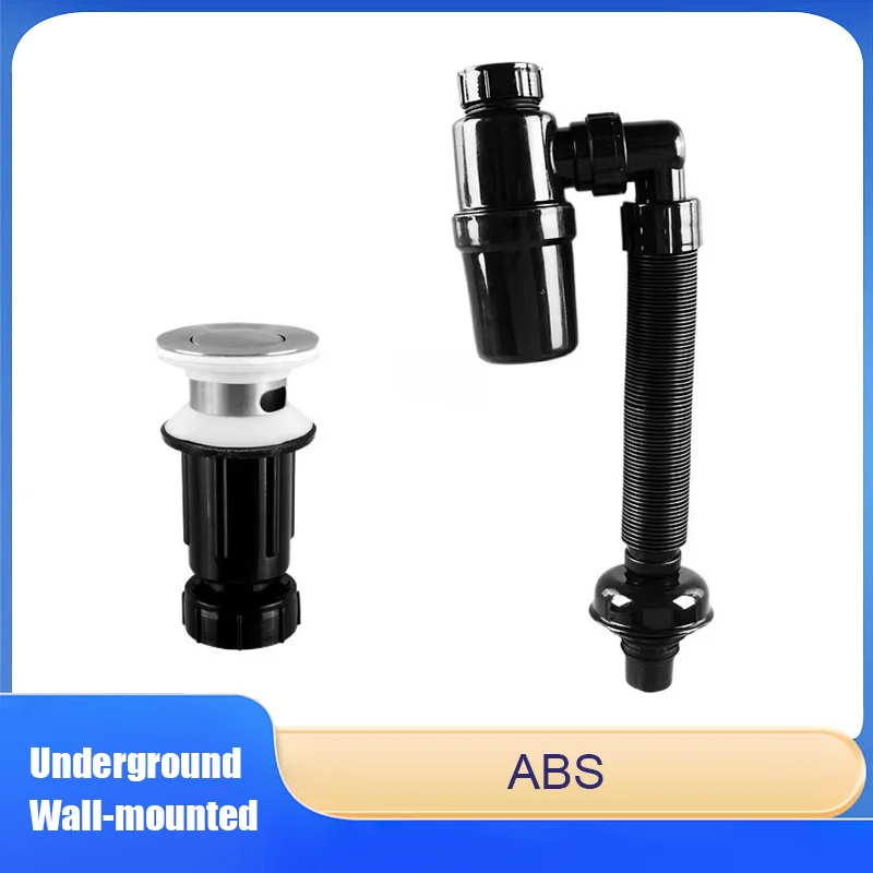 

ABS Black Sink Drain Trap Kit For Basin Drains Countertop Drain/Wall Drain