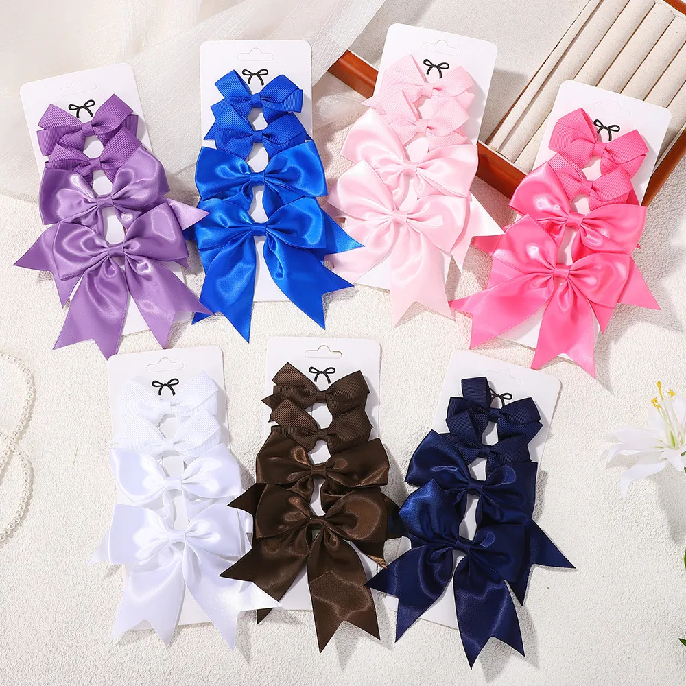 

4Pcs/set Cute Solid Color Satin Ribbon Bow Hair Clip for Baby Girls Handmade Hairpins Barrettes Headwear Kids Hair Accessories