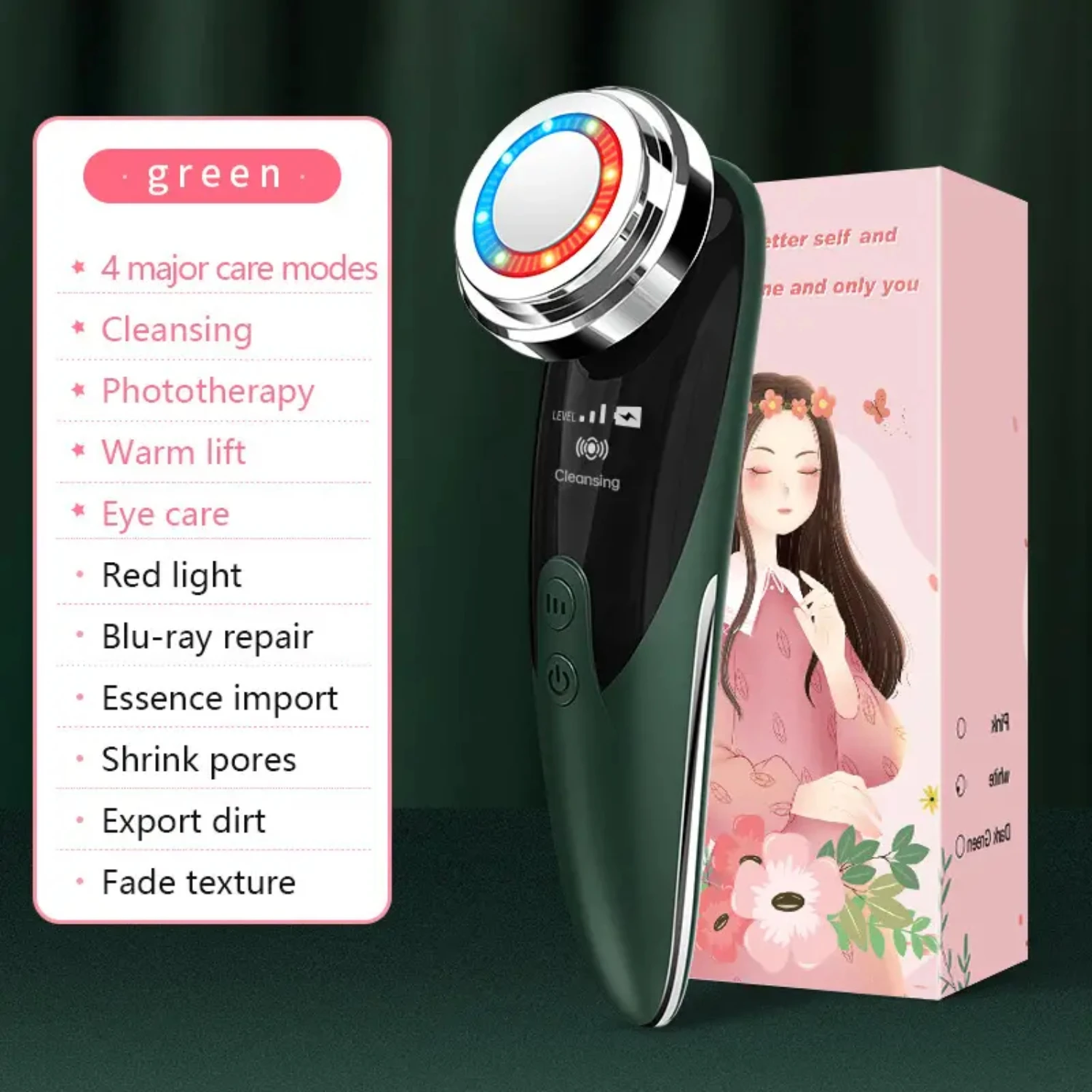 Skin Rejuvenation Beauty Tool EMS Radio Frequency LED Photon Mesotherapy Face Skin Tighten Wrinkle Remover Face Lifting Face Bea