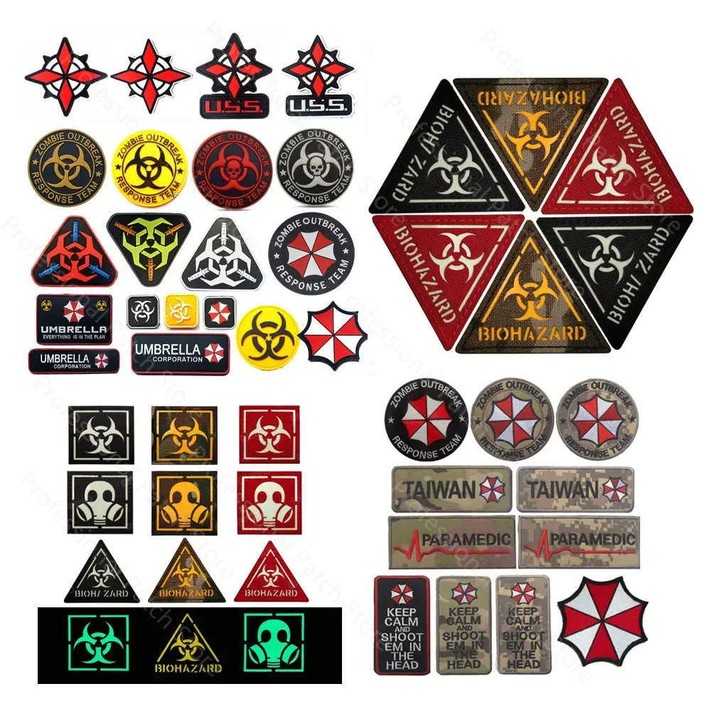 Umbrella Corporation 3D Rubber/Cloth/Reflective Patch Badge Military Tactical Patch Hook Patch Badge Applique Insignia