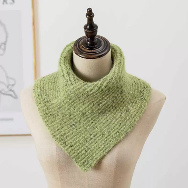 Damen-Halsketten, Winter-Strickschal, weicher Fleece-Dreiecksschal, dicker, warmer Halswärmer, thermische Kleidung für kaltes Wetter, Accesso – Detail 9