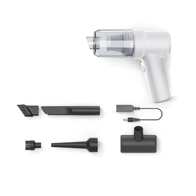 مكنسة كهربائية ABKS-Car محمولة للشحن والهواء المضغوط محمولة عالية الطاقة للمنزل والمكتب باللون الأبيض