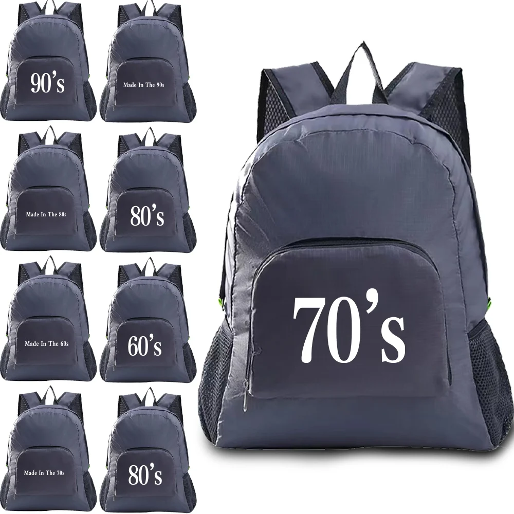 Foldable Backpack Men Waterproof Travel Climbing Bag Nylon Years Pattern Hiking Backpacks Women Outdoor Sports Portable Bags