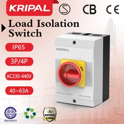 63A AC Switches 40-63A Rotary Electrical waterproof Isolator Switch 3P/4P IP65 Disconnector Switches ON OFF Cam Switch Box CE