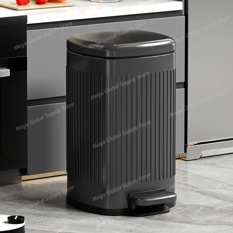 Pedal Trash Cans Stainless Steel Trash Bin Large Capacity Kitchen Litter Bins Luxury Rectangular Bathroom Dustbins with Lid