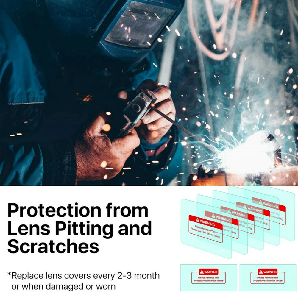 Clear Lens Cover Replacement 10pcs for Welding Helmets Supporting Right Angle and Rounded Corner Lens Cutout Styles