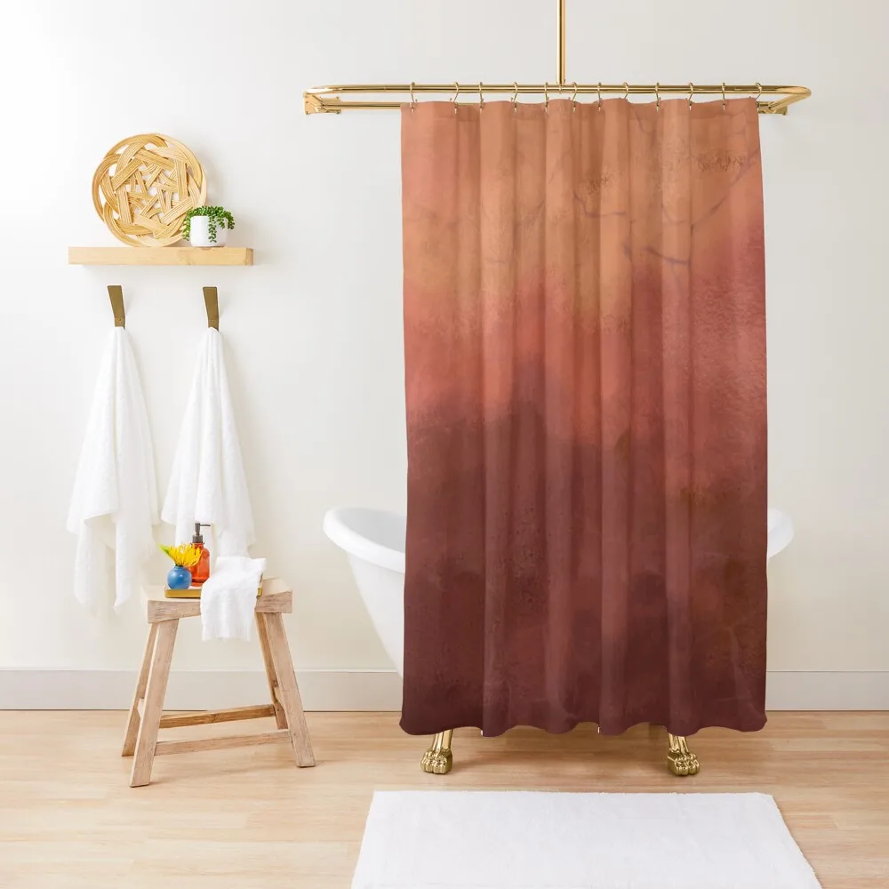 

Terracotta Brown Ombre Gradient Rustic Art Home Deco Gift Shower Curtain Waterproof Shower And Anti-Mold For Shower Curtain