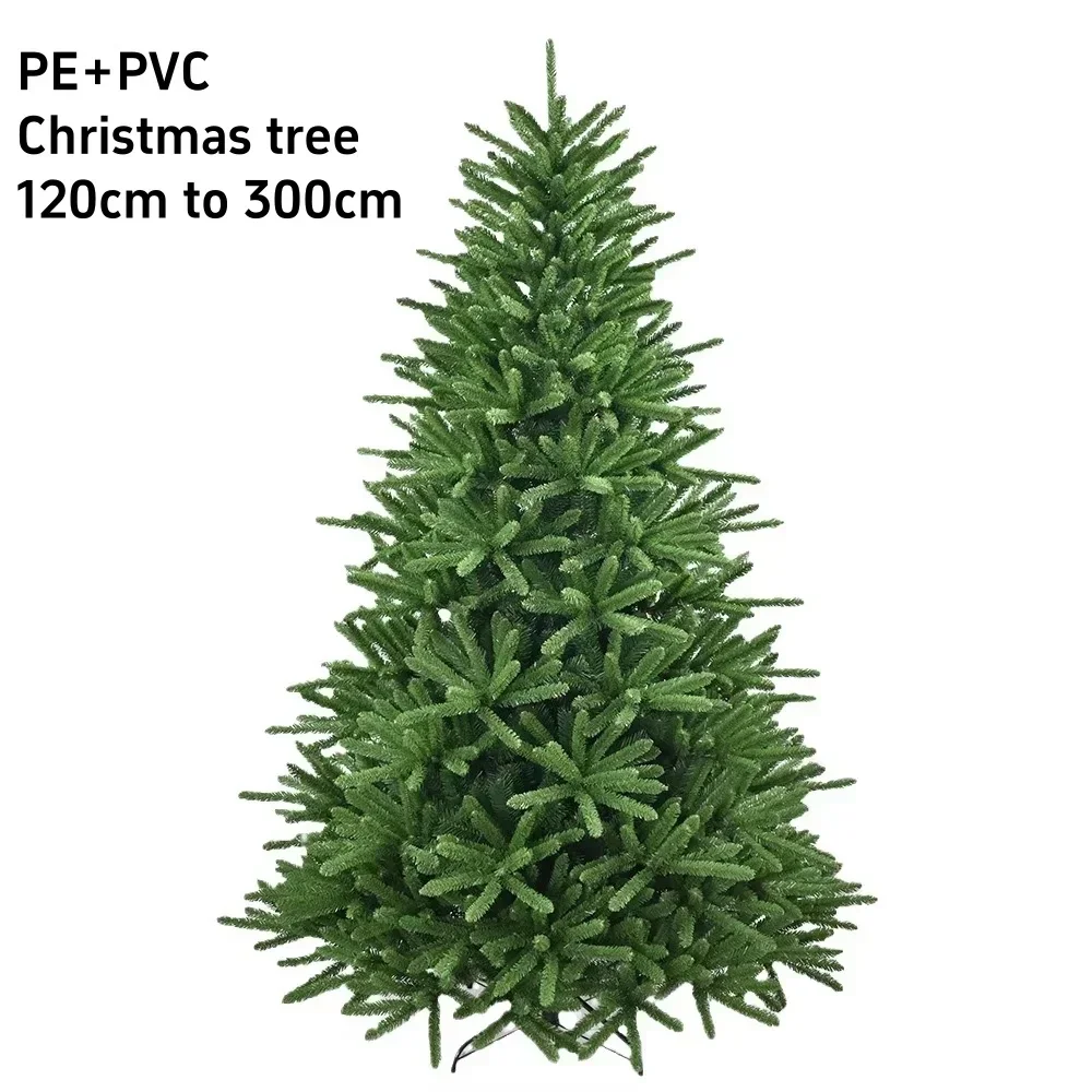 Artificial Christmas Tree Green Metal Bracket PE+PVC Material 1.2m~3m Christmas Tree New Year Christmas Atmosphere Decoration