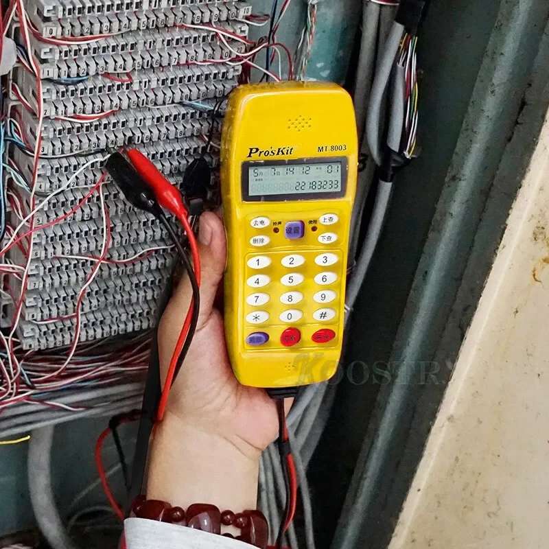 جهاز اختبار خط الهاتف Po'sKit MT-8003 بدون استخدام اليدين يحدد تلقائيًا لنظام DTMF وFSK وتشغيل النغمة والنبض