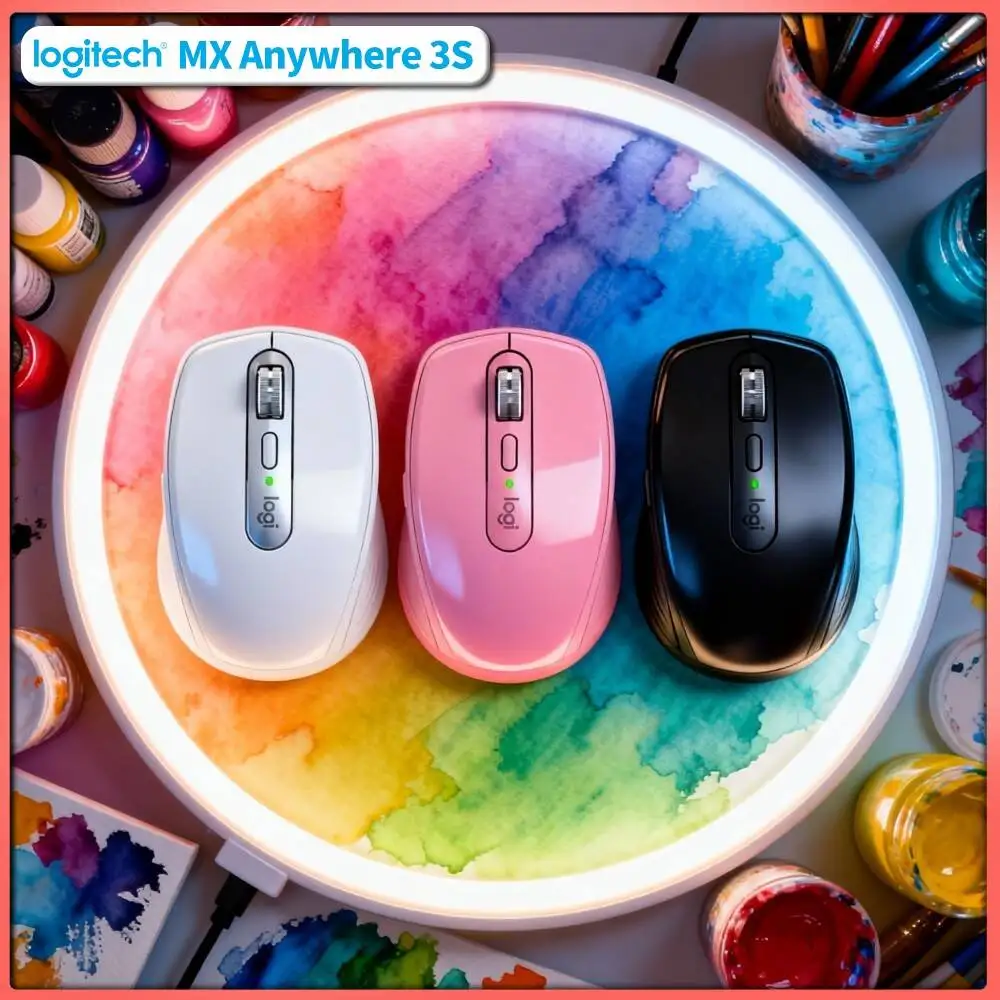 Ergonomic MX Anywhere 3S Mouse - 8K DPI, Hyper-Scroll Wheel, Anti-Slip Grip, Ideal for Bakery Online Course E-learning Desk
