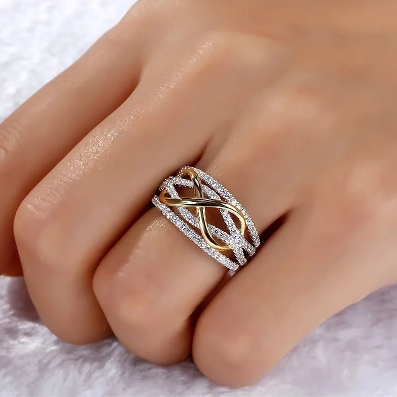 Simple Infinity Love Ring Shining Cubic Zircon Bowknot Letter 8 Eternity Promise Rings For Woman Girlfriend Gift Jewelry