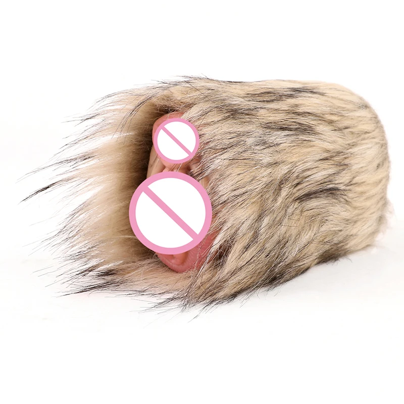 18*11cm Furry 'Donkey' Vagina Anus 2 Holes Realistic Animal Pussy Pocket Anal Male Masturbator Sex Toys for Men Masturbation Cup