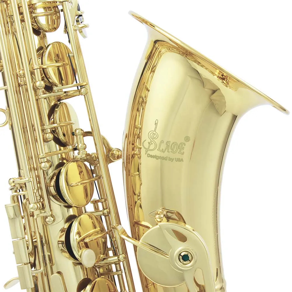 SLADE Tenor Saxophone Sax Shell Key Carve Pattern Woodwind Instrument Bb Brass Gold Lacquer Sax with Case Other Aeccessaries