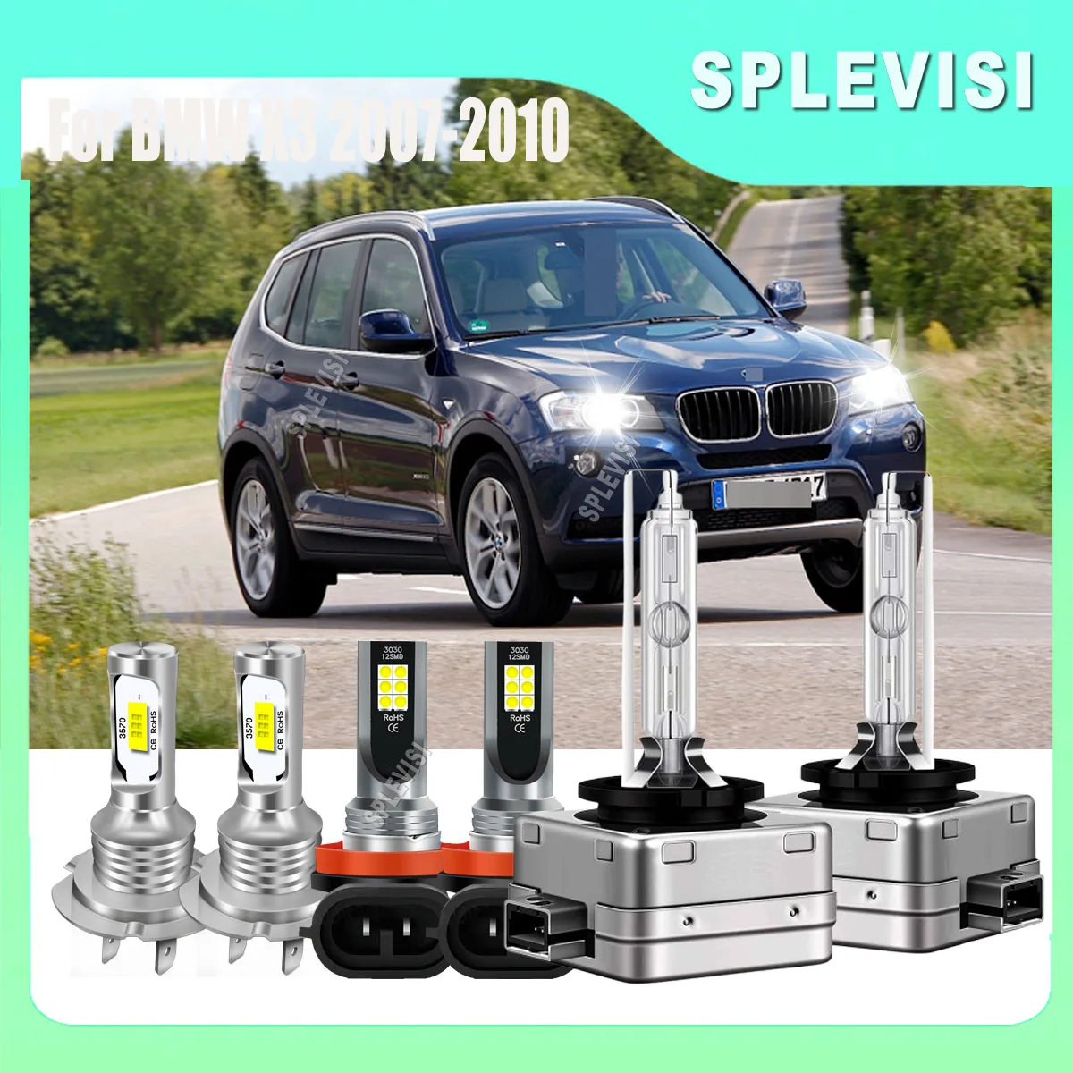 

Direct Replacement 6000K White LED Headlight High Low Beam Foglamp Kit 22000LM Auto Lamp Bulbs For BMW X3 2007 2008 2009 2010