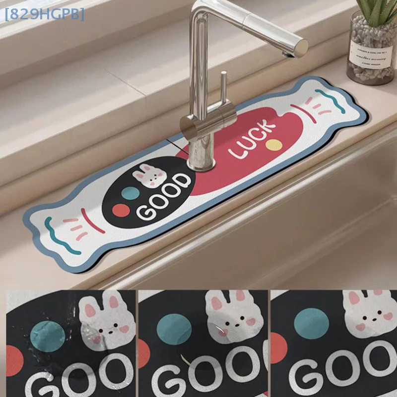 

Коврики для кухонного смесителя с принтом, коврик для раковины в ванной комнате, супервпитывающая сливная подушка, нескользящий брызговик для смесителя, сушильные подушечки для столешницы