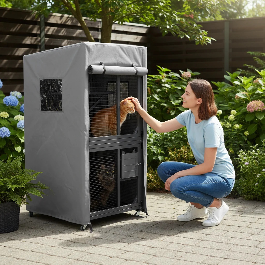 

210D Outdoor Cat House Cover, Pet Fence Protection Cover, Weatherproof Dust-Proof Dog Cage Cover Outdoor Garden Dusty Cover 2025