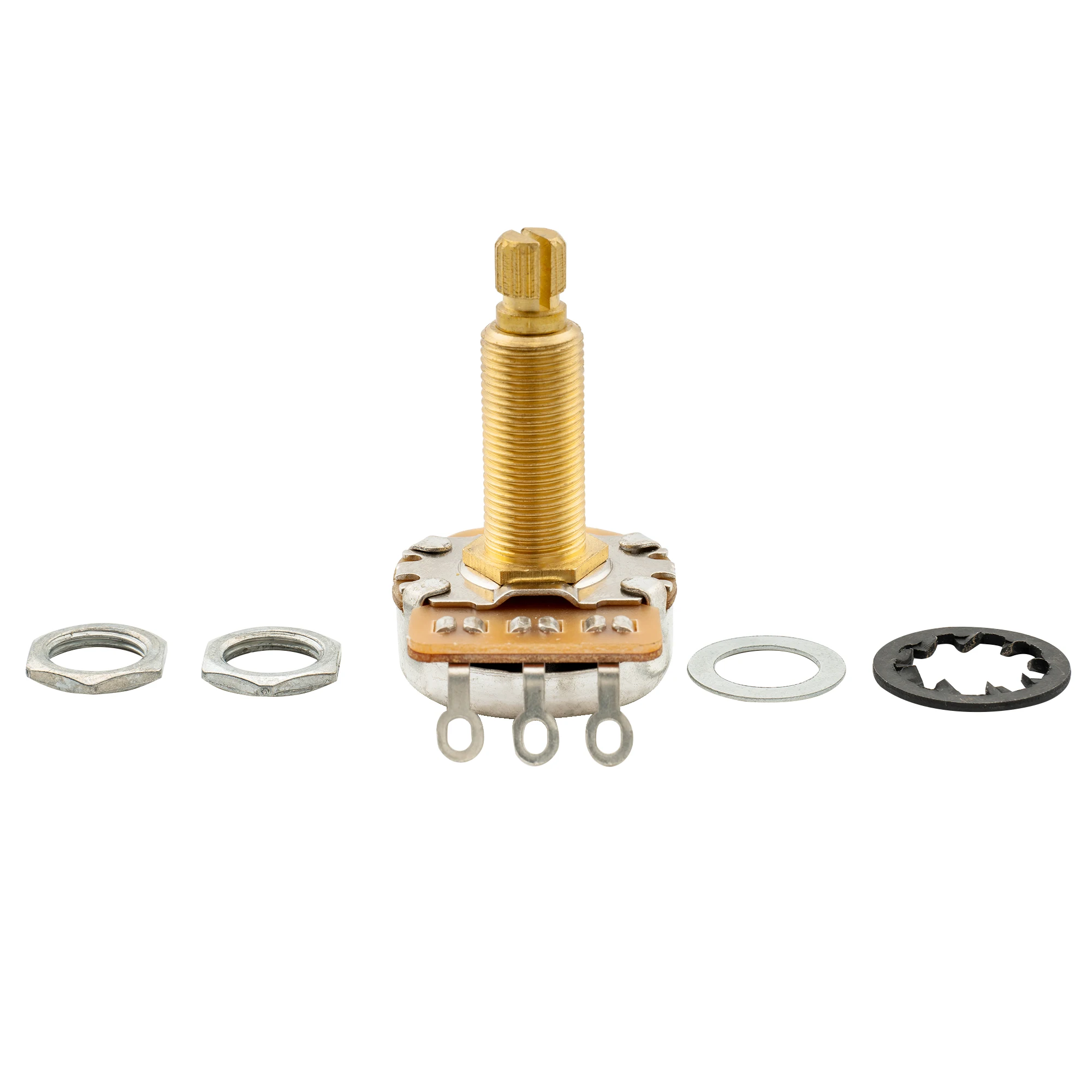 Musiclily Pro HD A500K/B500K/A1M Vollmessing Metrischer Grob-Gewinde 18-Spline Split Long Shaft Pot Audio Taper Linear Taper Potentiometer – Detail 6