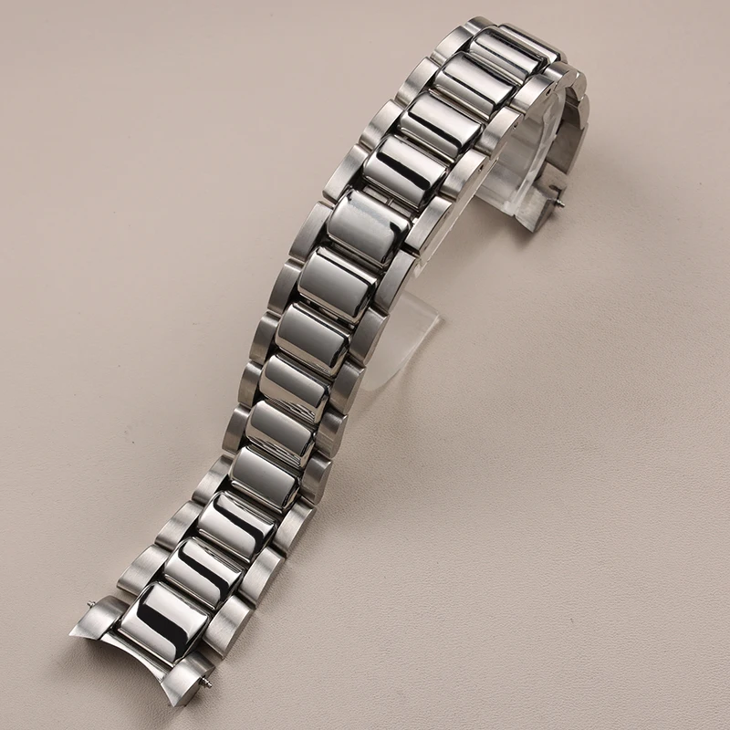 high quality arc end 23mm solid stainless steel watchband for Chopard deployment clasp metal strap wrist bracelet