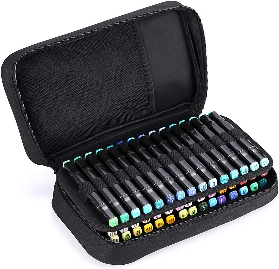 Art Marker Carrying Case Lipstick Organizer-60 Slots Canvas Zippered Markers Storage Empty Wallet Only