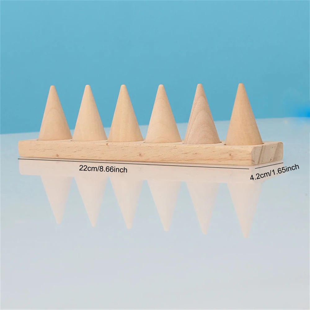Wood Cone Ring Display Stand Finger Rings Holder Watch Bangle Storage Tray Jewelry Showcase Props ﻿