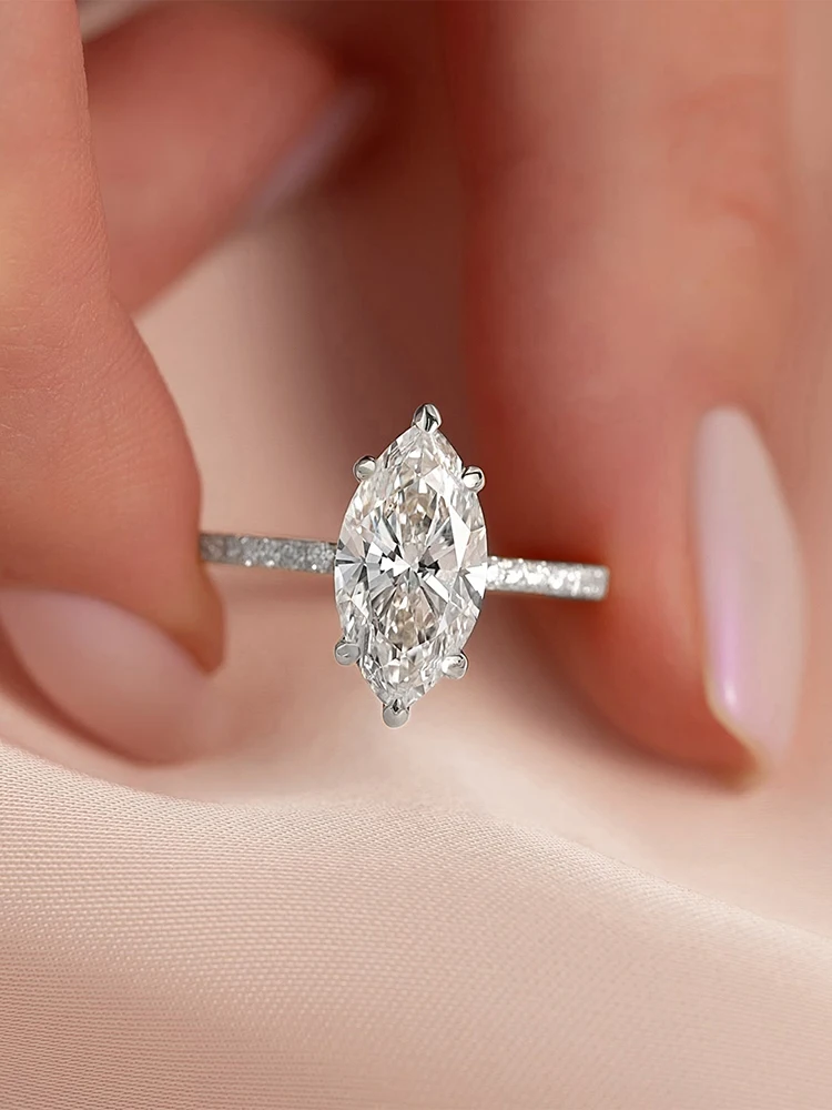 925 فضة بسيط كلاسيكي 2 قيراط ماركيز الزركون خاتم للنساء المشاركة الزفاف الفاخرة عالية الجودة غرامة مجوهرات #2