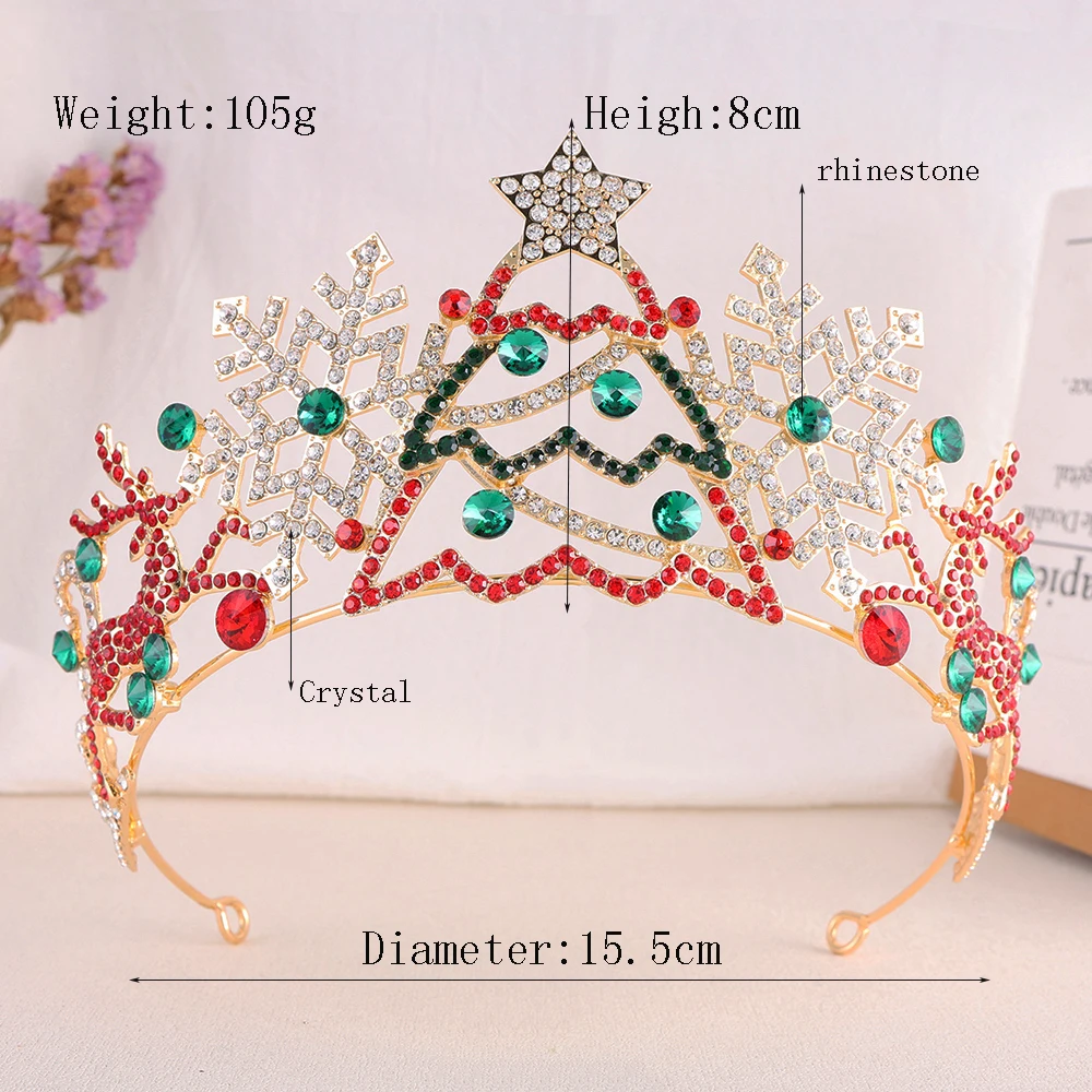 Christmas Day Bridal Crown Multi Color Crystal Crown Metal Alloy Wedding Tiara For Party Jewelry Hair Accessories High Quality