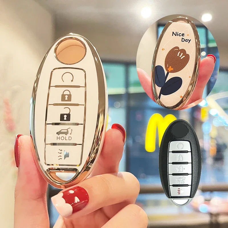 Custodia per chiave auto in TPU a 5 pulsanti per Nissan Patrol Y62 Rouge Maxima Altima Sentra Murano 2018 2019 2020 Rogue SL 2021 Versa