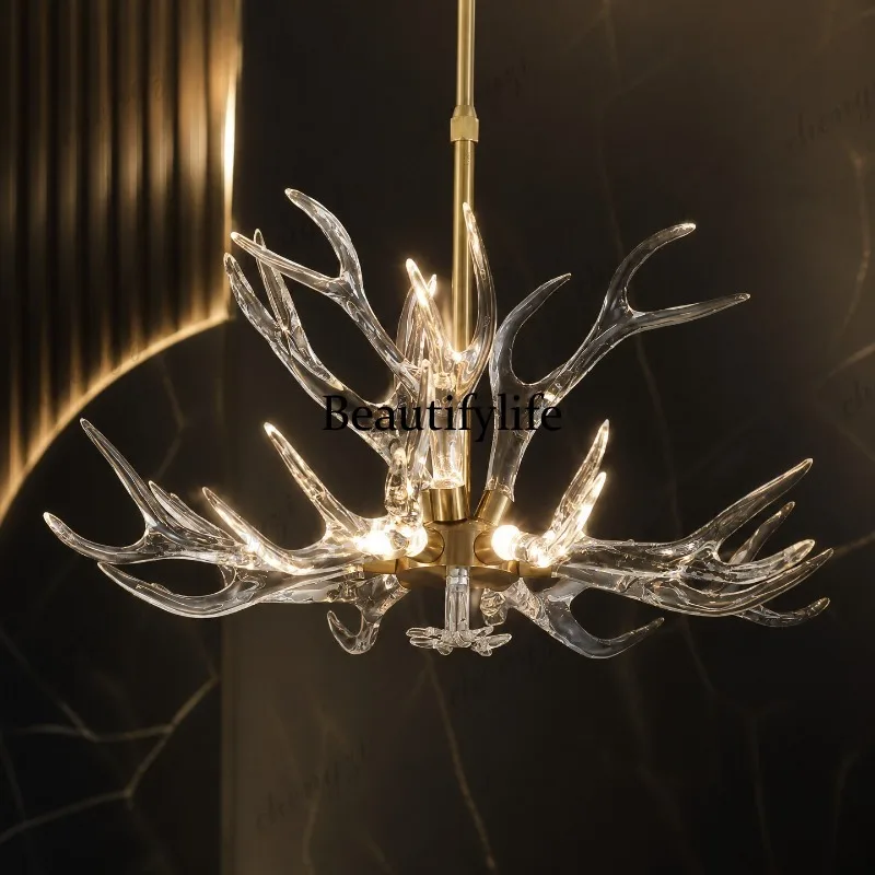Living room, modern simplicity, chandelier, antique atmosphere, bedroom study light, advanced sense