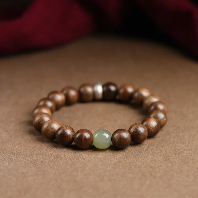 Natural Agarwood Chinese Zodiac Guardian Buddha Bracelets Sandalwood Prayer Bead Bracelets for Couples Gifts