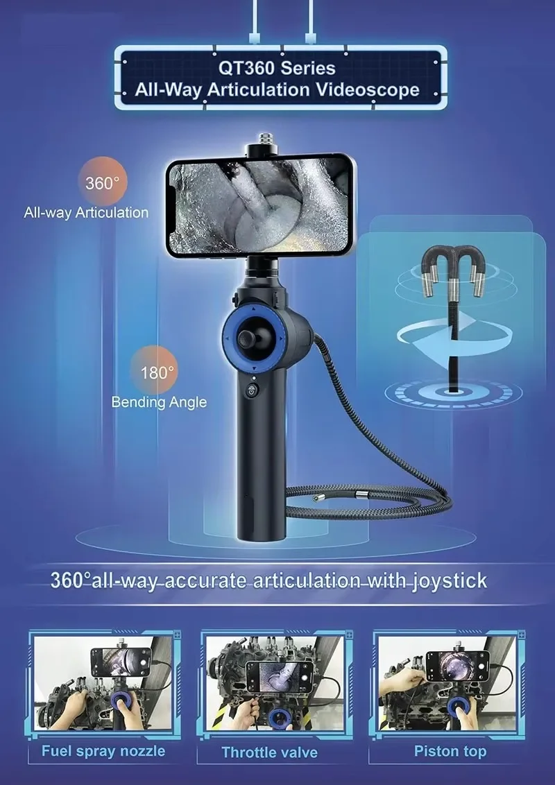 6mm HD Handheld Smartphone  Automotive Endoscope QT360 Inspection Camera for Machine Use