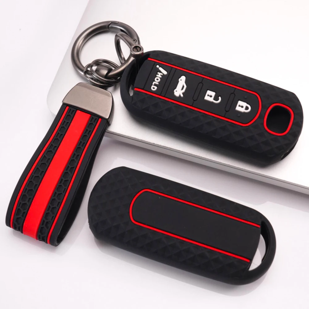 Soft Key Holder With Keychain For Mazda 3 Axela 6 Atenza CX3 CX5 CX8 CX9 CX30 CX50 CX60 MX5 MX30 Shock Absorbing Non Slip